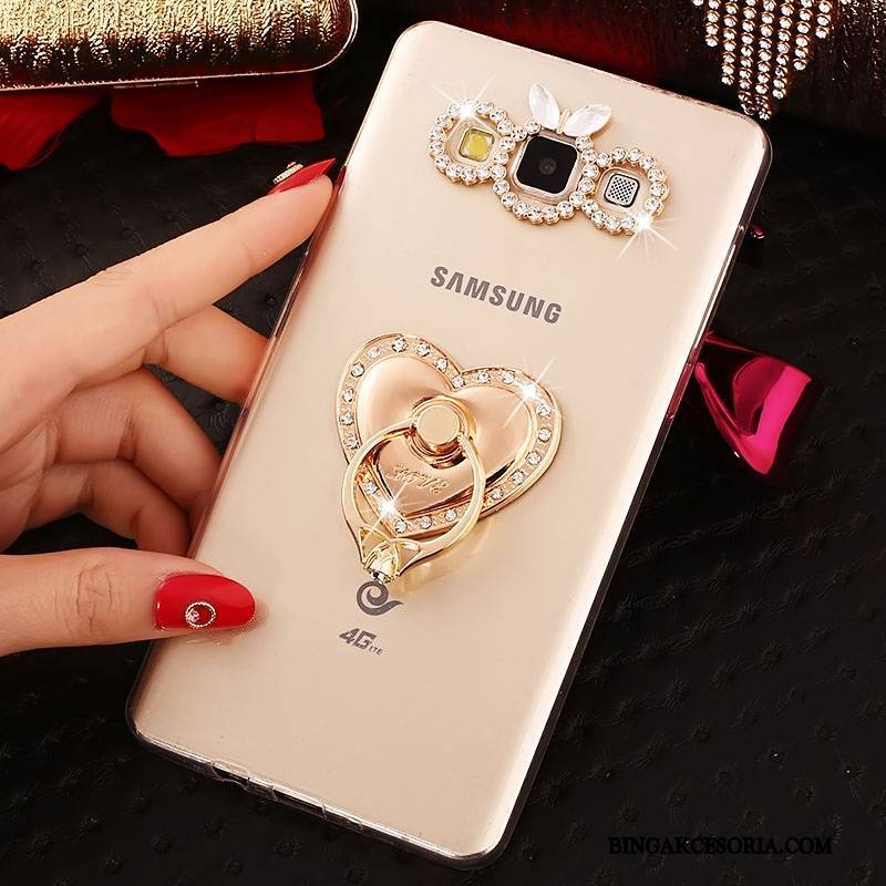 Samsung Galaxy J7 2015 Rhinestone Silikonowe Złoto Futerał Gwiazda Telefon Komórkowy Ochraniacz