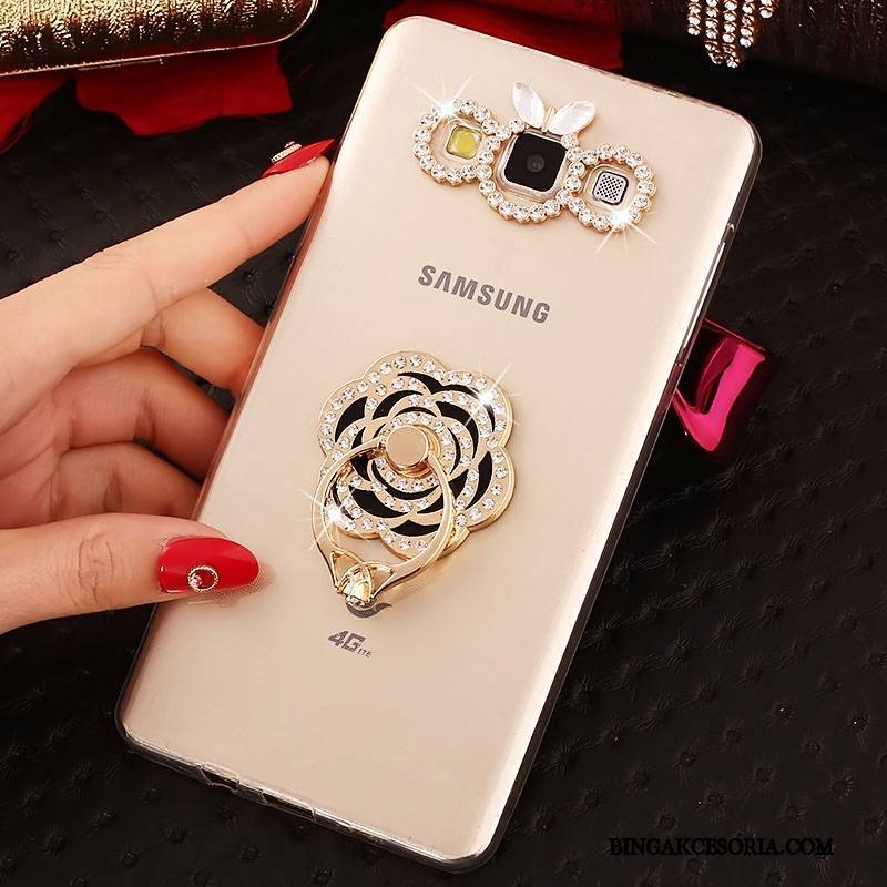 Samsung Galaxy J7 2015 Rhinestone Silikonowe Złoto Futerał Gwiazda Telefon Komórkowy Ochraniacz