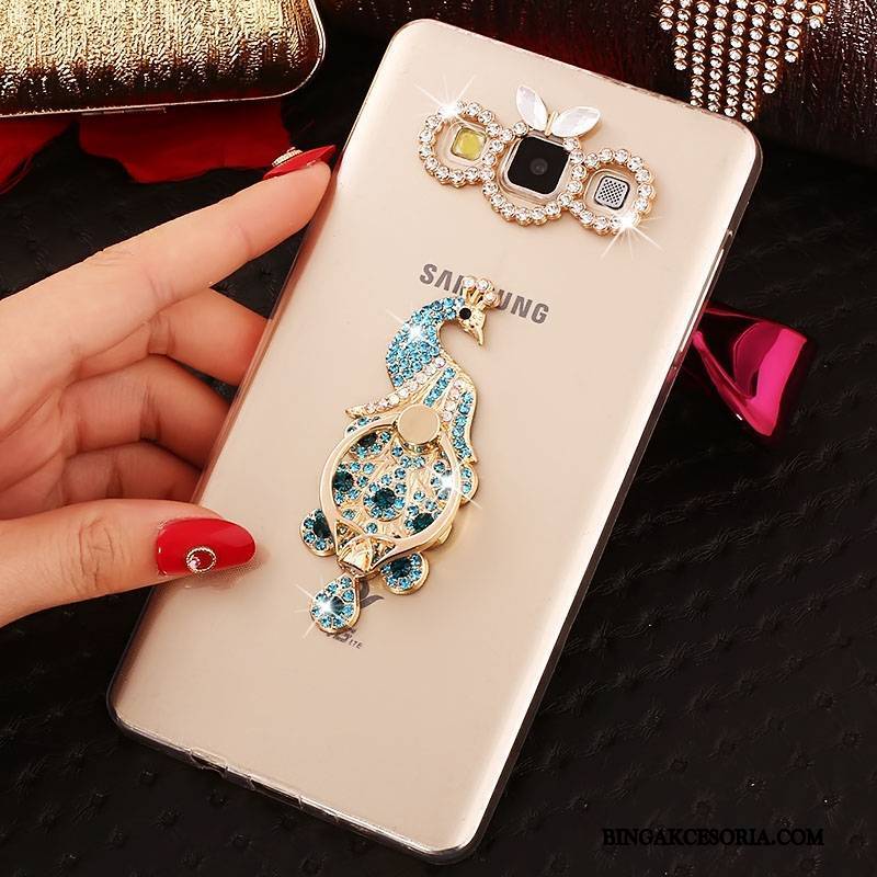 Samsung Galaxy J7 2015 Rhinestone Silikonowe Złoto Futerał Gwiazda Telefon Komórkowy Ochraniacz