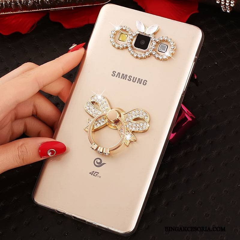 Samsung Galaxy J7 2015 Rhinestone Silikonowe Złoto Futerał Gwiazda Telefon Komórkowy Ochraniacz