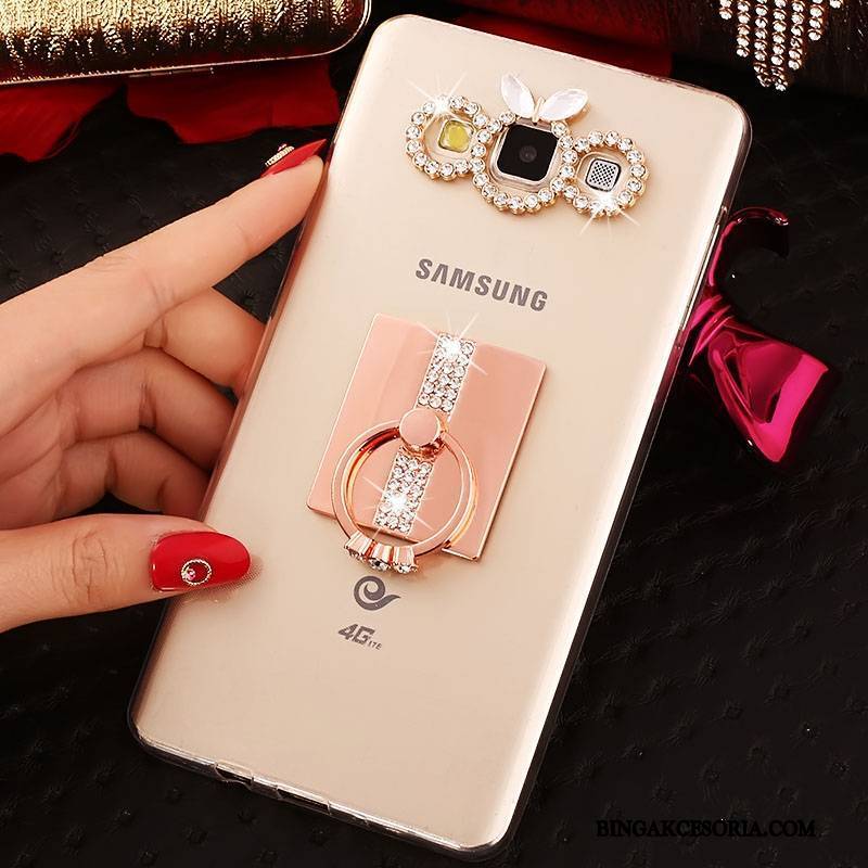 Samsung Galaxy J7 2015 Rhinestone Silikonowe Złoto Futerał Gwiazda Telefon Komórkowy Ochraniacz