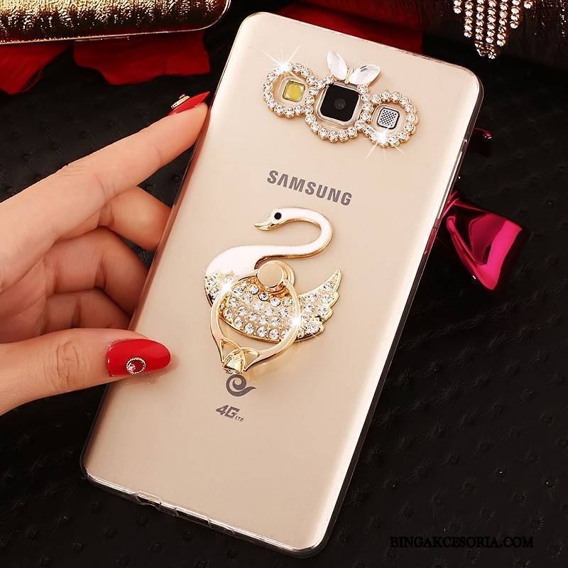 Samsung Galaxy J7 2015 Rhinestone Silikonowe Złoto Futerał Gwiazda Telefon Komórkowy Ochraniacz