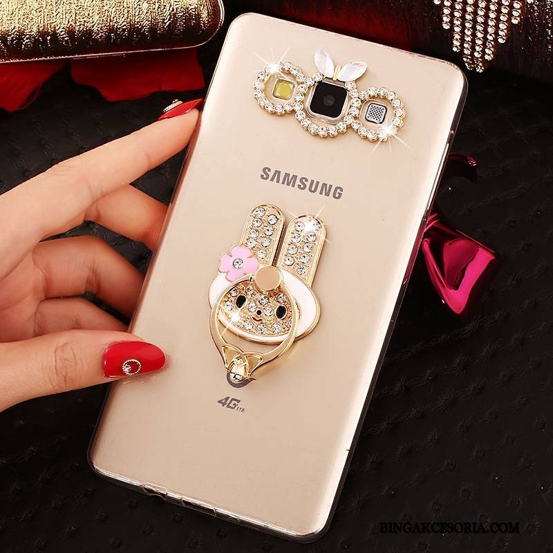 Samsung Galaxy J7 2015 Rhinestone Silikonowe Złoto Futerał Gwiazda Telefon Komórkowy Ochraniacz