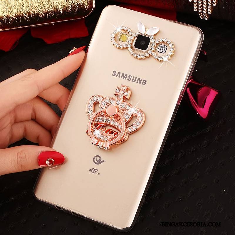 Samsung Galaxy J7 2015 Rhinestone Silikonowe Złoto Futerał Gwiazda Telefon Komórkowy Ochraniacz