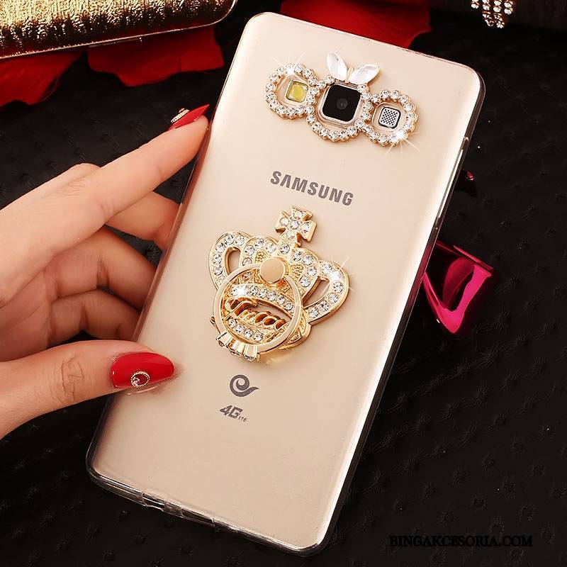 Samsung Galaxy J7 2015 Rhinestone Silikonowe Złoto Futerał Gwiazda Telefon Komórkowy Ochraniacz