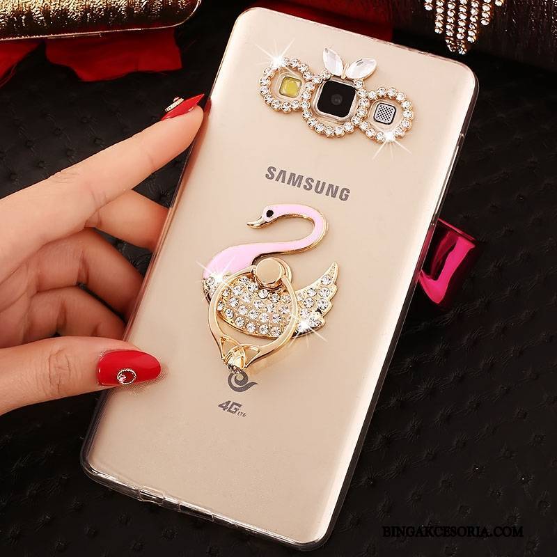 Samsung Galaxy J7 2015 Rhinestone Silikonowe Złoto Futerał Gwiazda Telefon Komórkowy Ochraniacz