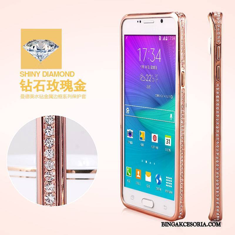 Samsung Galaxy Note 5 Futerał Etui Etui Na Telefon Metal Granica Srebro Ochraniacz Rhinestone