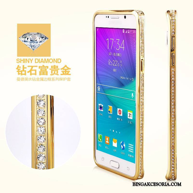 Samsung Galaxy Note 5 Futerał Etui Etui Na Telefon Metal Granica Srebro Ochraniacz Rhinestone