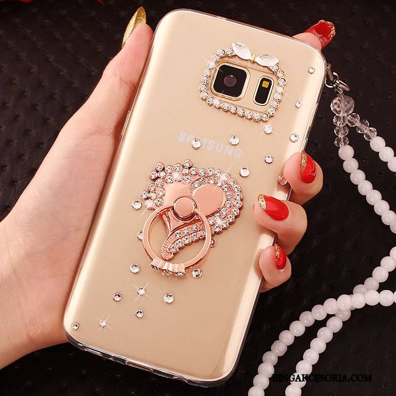 Samsung Galaxy Note 5 Ring Rhinestone Silikonowe Etui Na Telefon Futerał Ochraniacz Wiszące Ozdoby