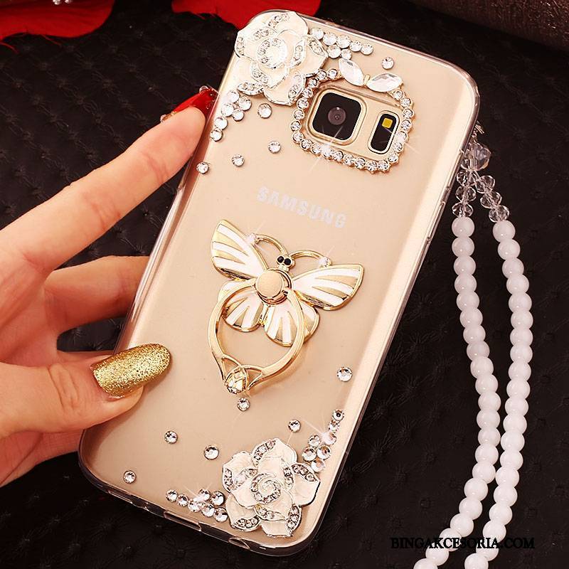 Samsung Galaxy Note 5 Ring Rhinestone Silikonowe Etui Na Telefon Futerał Ochraniacz Wiszące Ozdoby