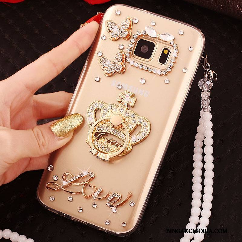 Samsung Galaxy Note 5 Ring Rhinestone Silikonowe Etui Na Telefon Futerał Ochraniacz Wiszące Ozdoby