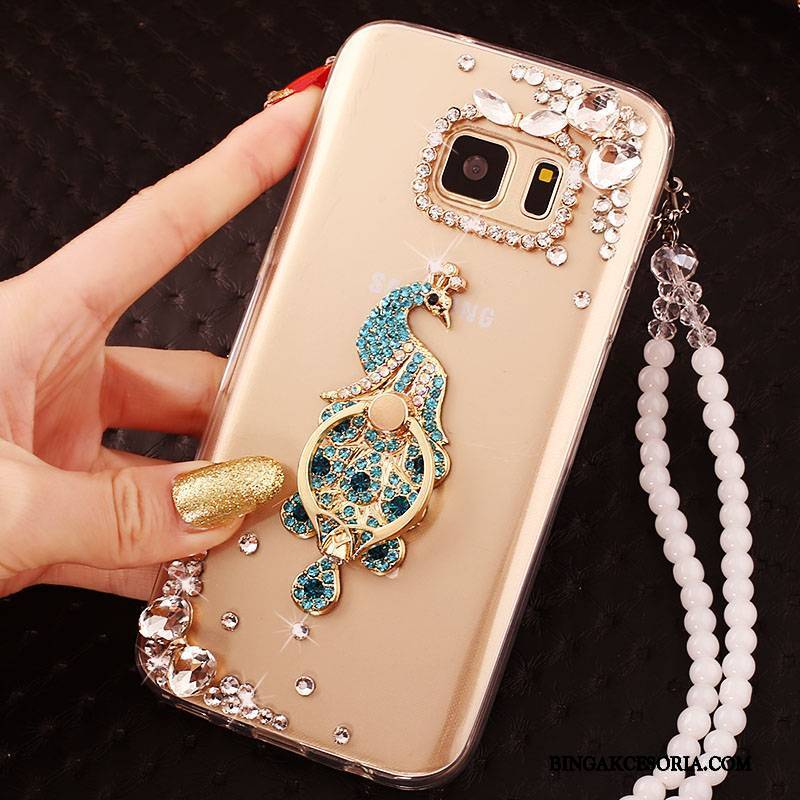 Samsung Galaxy Note 5 Ring Rhinestone Silikonowe Etui Na Telefon Futerał Ochraniacz Wiszące Ozdoby