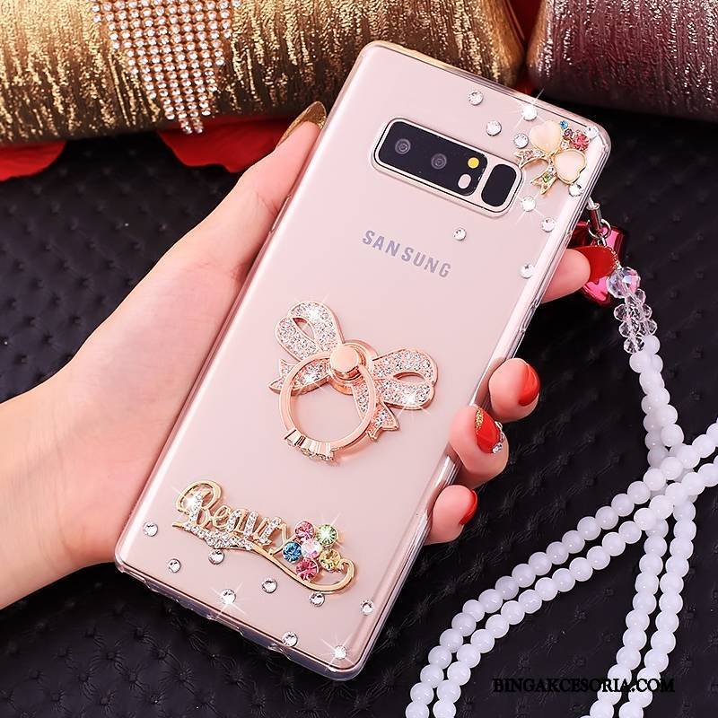 Samsung Galaxy Note 8 Futerał Różowe Etui Gwiazda Etui Na Telefon All Inclusive Silikonowe Rhinestone