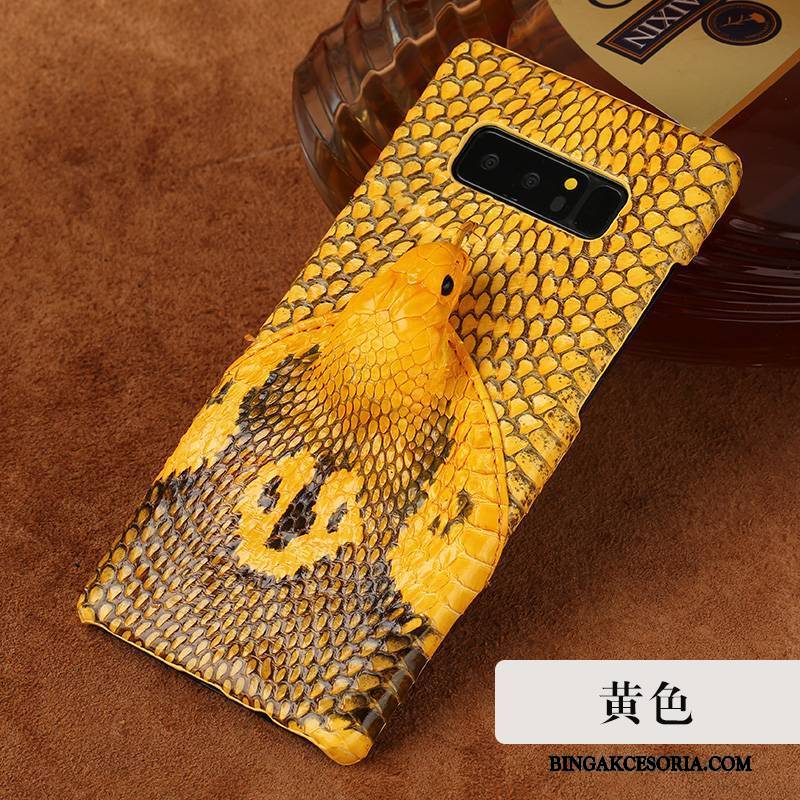 Samsung Galaxy Note 8 Skórzany Futerał Prawdziwa Skóra Eleganckie Szary Vintage Tendencja Biały