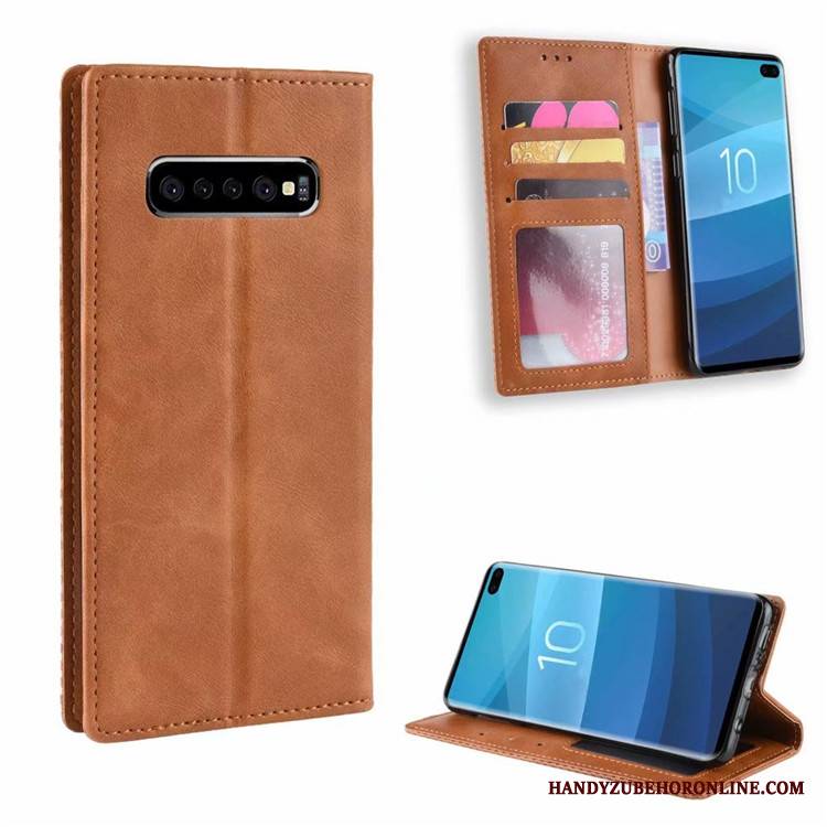 Samsung Galaxy S10 Futerał Biznes Niebieski Etui Na Telefon Wzór Magnes Zamknięty Vintage Gwiazda