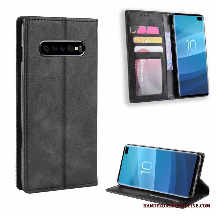 Samsung Galaxy S10 Futerał Biznes Niebieski Etui Na Telefon Wzór Magnes Zamknięty Vintage Gwiazda