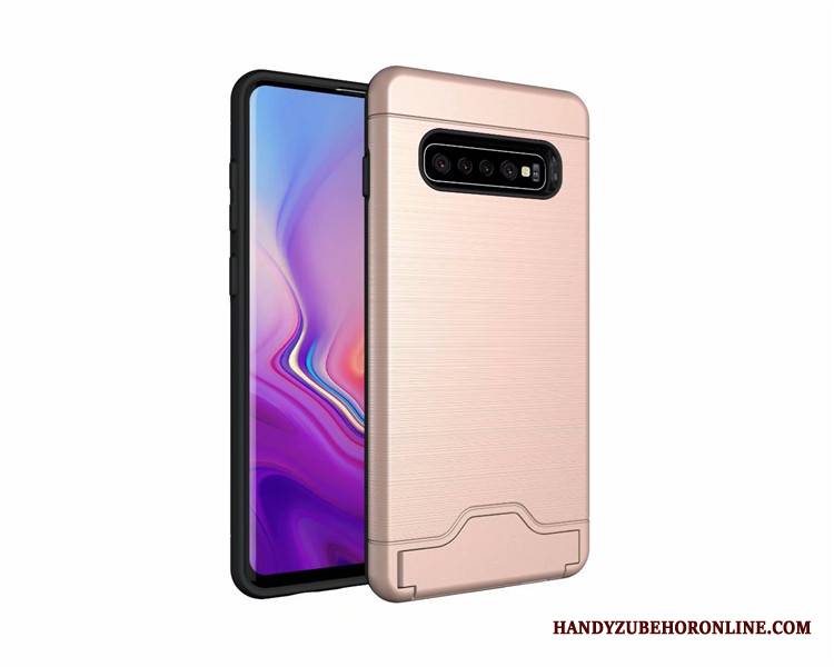 Samsung Galaxy S10 Futerał Etui Ochraniacz Anti-fall Karta Wspornik Jedwab Szary