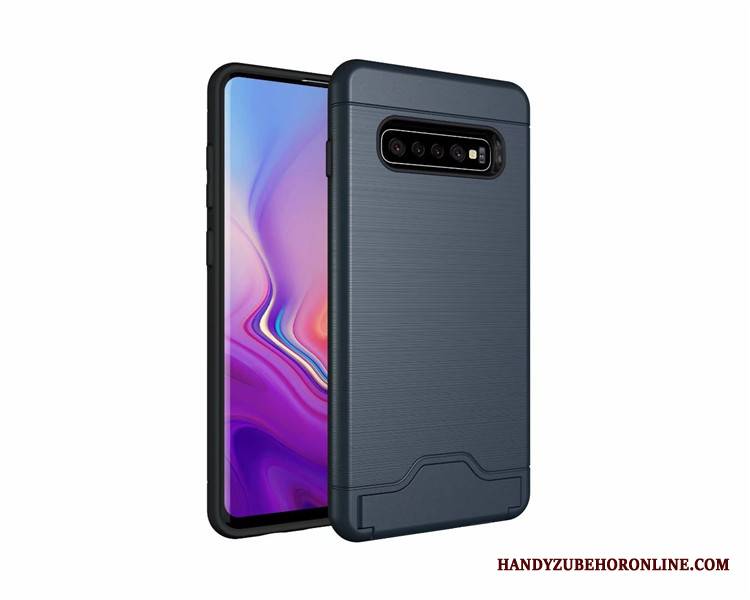 Samsung Galaxy S10 Futerał Etui Ochraniacz Anti-fall Karta Wspornik Jedwab Szary