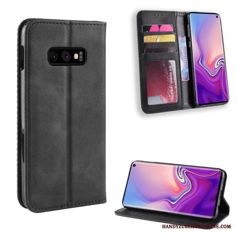 Samsung Galaxy S10e Skórzany Futerał Vintage Etui Ochraniacz Wzór Gwiazda Karta