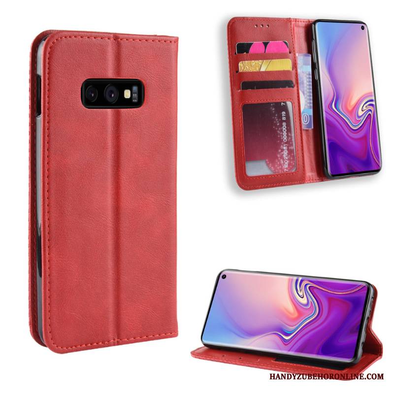 Samsung Galaxy S10e Skórzany Futerał Vintage Etui Ochraniacz Wzór Gwiazda Karta