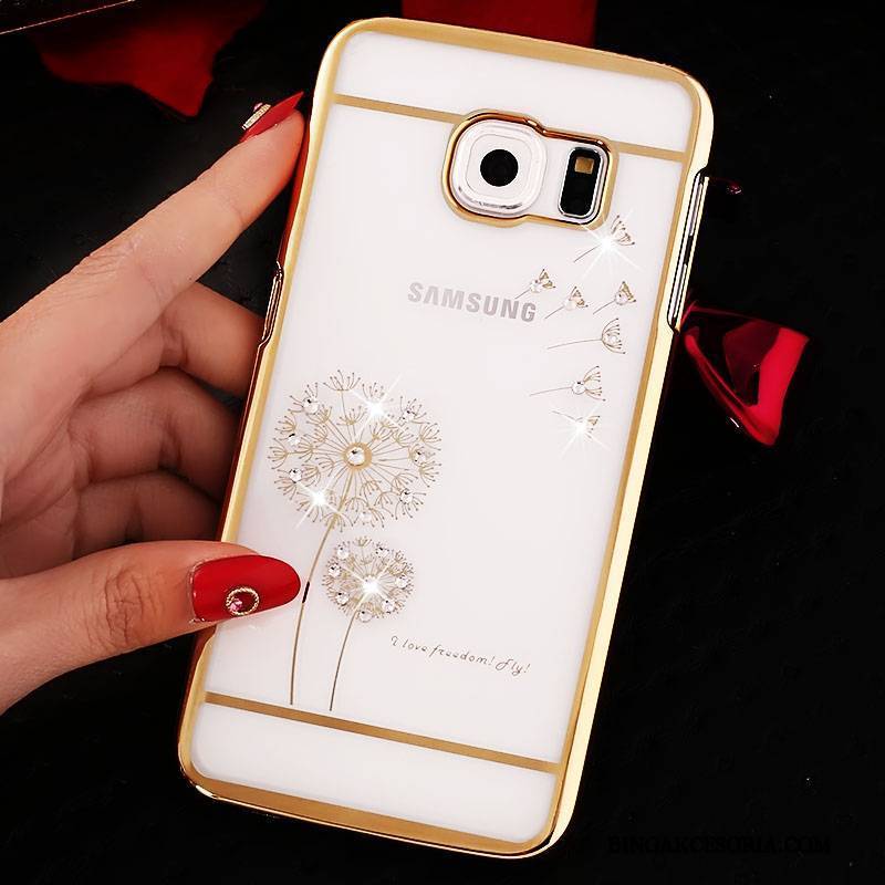 Samsung Galaxy S6 Edge Futerał Rhinestone Czerwony Przezroczysty Trudno Ochraniacz Gwiazda Etui