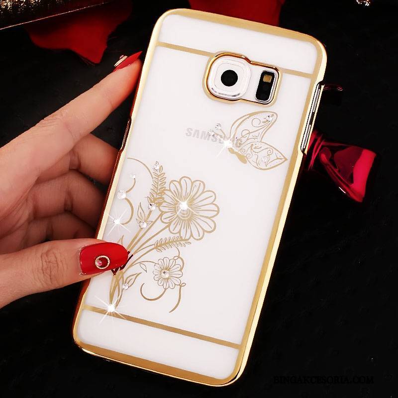 Samsung Galaxy S6 Edge Futerał Rhinestone Czerwony Przezroczysty Trudno Ochraniacz Gwiazda Etui