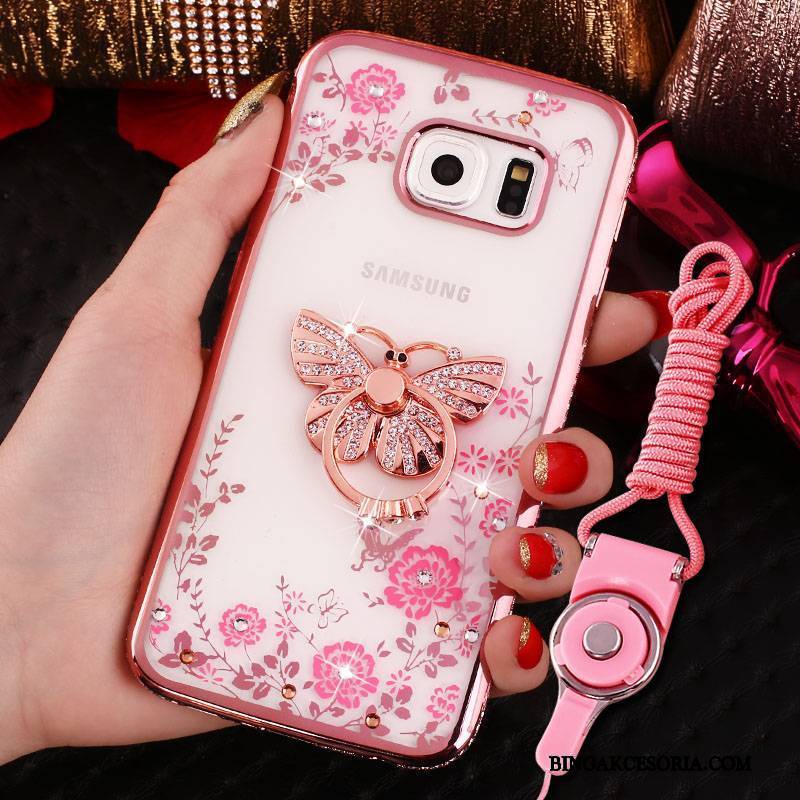 Samsung Galaxy S6 Futerał Rhinestone Gwiazda Ochraniacz All Inclusive Miękki Różowe Etui