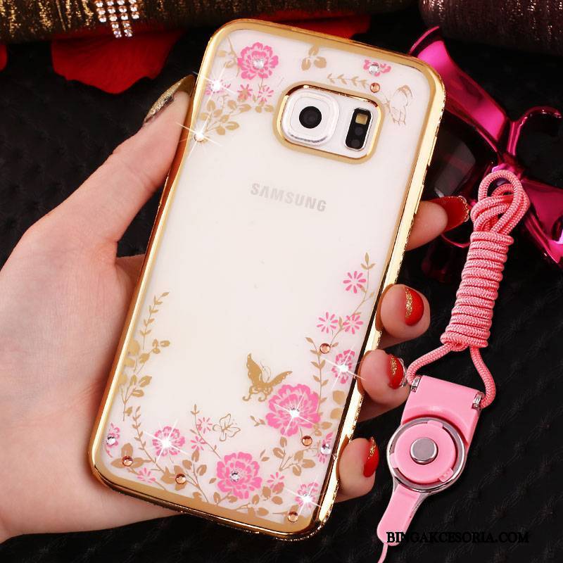 Samsung Galaxy S6 Futerał Rhinestone Gwiazda Ochraniacz All Inclusive Miękki Różowe Etui