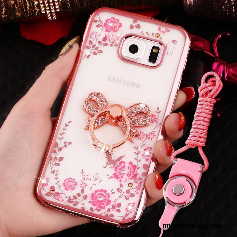 Samsung Galaxy S6 Futerał Rhinestone Gwiazda Ochraniacz All Inclusive Miękki Różowe Etui