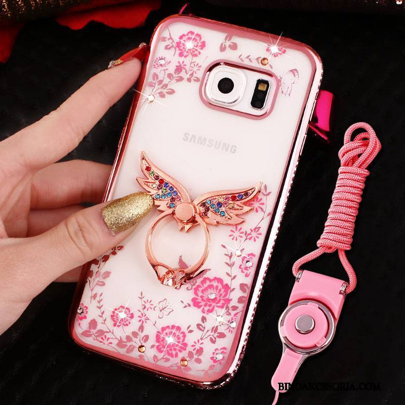 Samsung Galaxy S6 Futerał Rhinestone Gwiazda Ochraniacz All Inclusive Miękki Różowe Etui