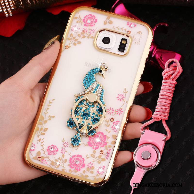 Samsung Galaxy S6 Futerał Rhinestone Gwiazda Ochraniacz All Inclusive Miękki Różowe Etui