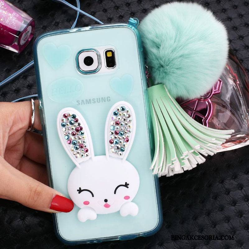 Samsung Galaxy S6 Rhinestone Ochraniacz Silikonowe Gwiazda Futrzany Pompon Etui Futerał