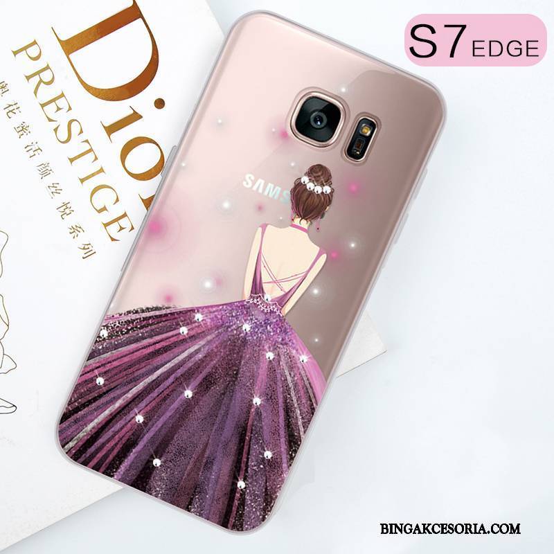 Samsung Galaxy S7 Edge Futerał Purpurowy Etui Na Telefon Tendencja Rhinestone All Inclusive Silikonowe Piękny