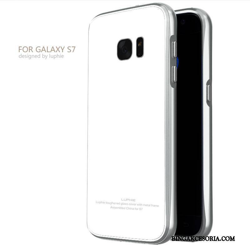 Samsung Galaxy S7 Etui Granica Etui Na Telefon Futerał Metal Tylna Pokrywa Szkło Hartowane