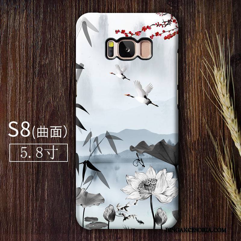 Samsung Galaxy S8 Futerał Etui Na Telefon Osobowość Nubuku Chiński Styl Crane Anti-fall Sztuka