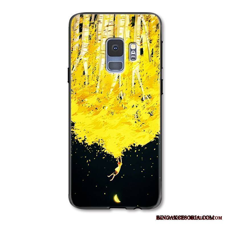 Samsung Galaxy S9+ Futerał Kreatywne Etui Na Telefon Relief All Inclusive Żółty Wiszące Ozdoby Silikonowe