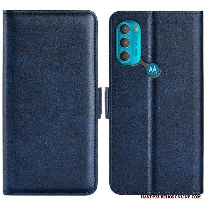 Skórzany Futerał do Moto G71 5G Etui Folio Podwójna Klapa