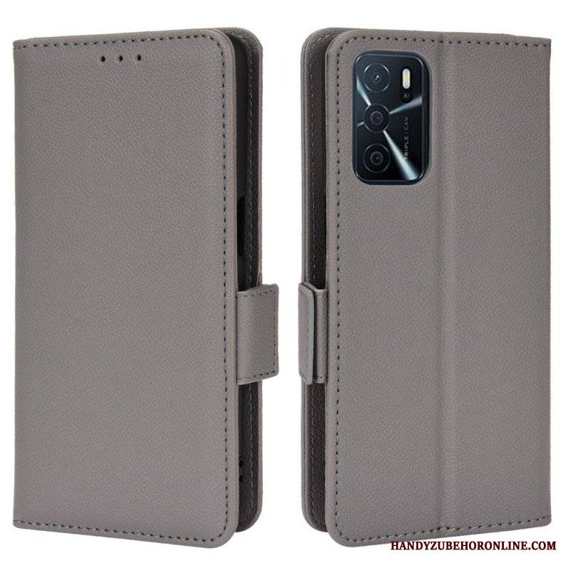 Skórzany Futerał do Oppo A16 / A16s Etui Folio Flap Double Litchi Nowe Kolory