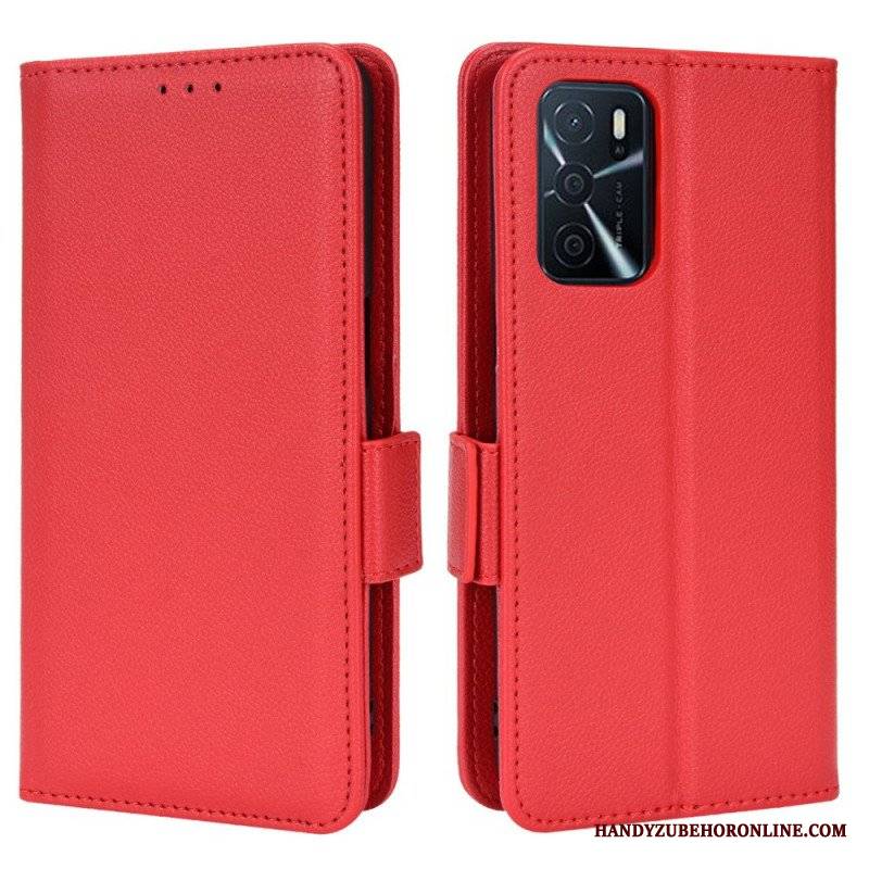 Skórzany Futerał do Oppo A16 / A16s Etui Folio Flap Double Litchi Nowe Kolory