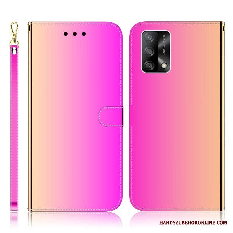 Skórzany Futerał do Oppo A74 4G Osłona Lusterka Ze Sztucznej Skóry