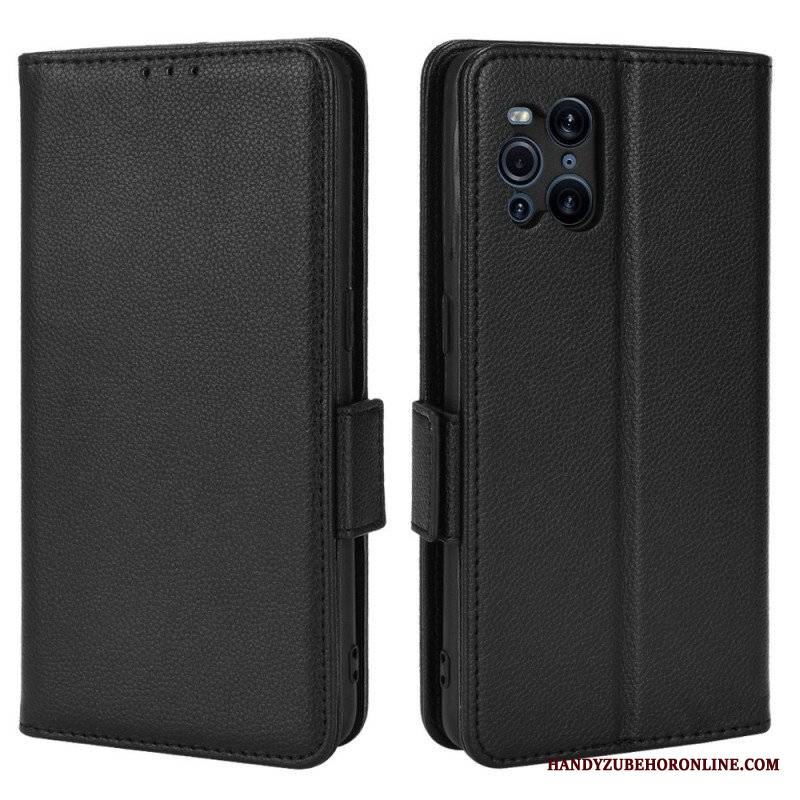 Skórzany Futerał do Oppo Find X3 Pro Etui Folio Flap Double Litchi Nowe Kolory