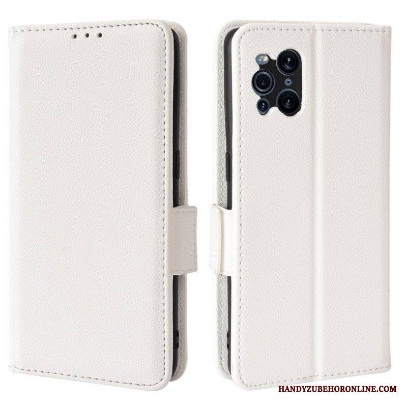 Skórzany Futerał do Oppo Find X3 Pro Etui Folio Flap Double Litchi Nowe Kolory