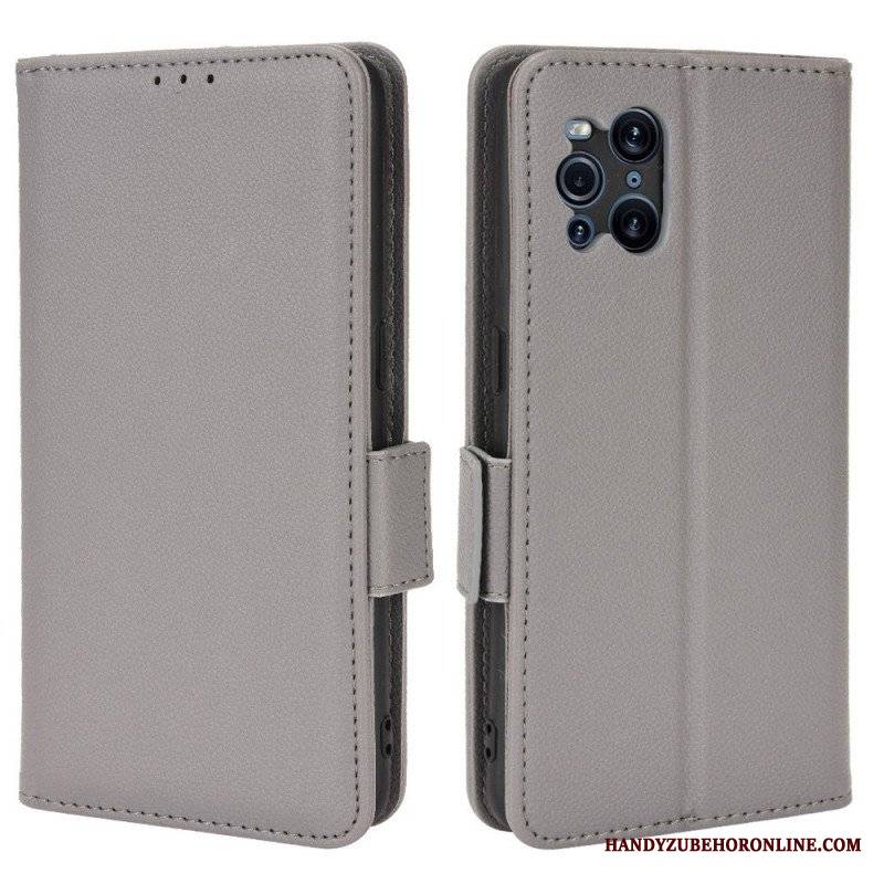 Skórzany Futerał do Oppo Find X3 Pro Etui Folio Flap Double Litchi Nowe Kolory