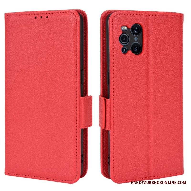 Skórzany Futerał do Oppo Find X3 Pro Etui Folio Flap Double Litchi Nowe Kolory