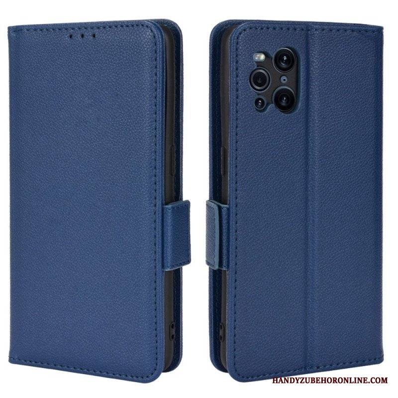 Skórzany Futerał do Oppo Find X3 Pro Etui Folio Flap Double Litchi Nowe Kolory