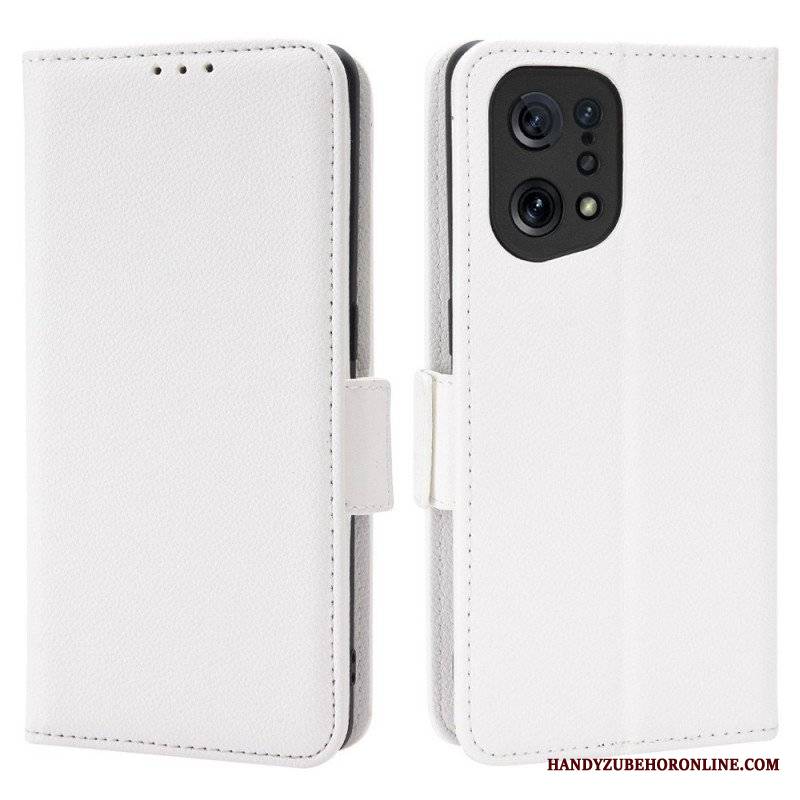 Skórzany Futerał do Oppo Find X5 Etui Folio Flap Double Nowe Kolory