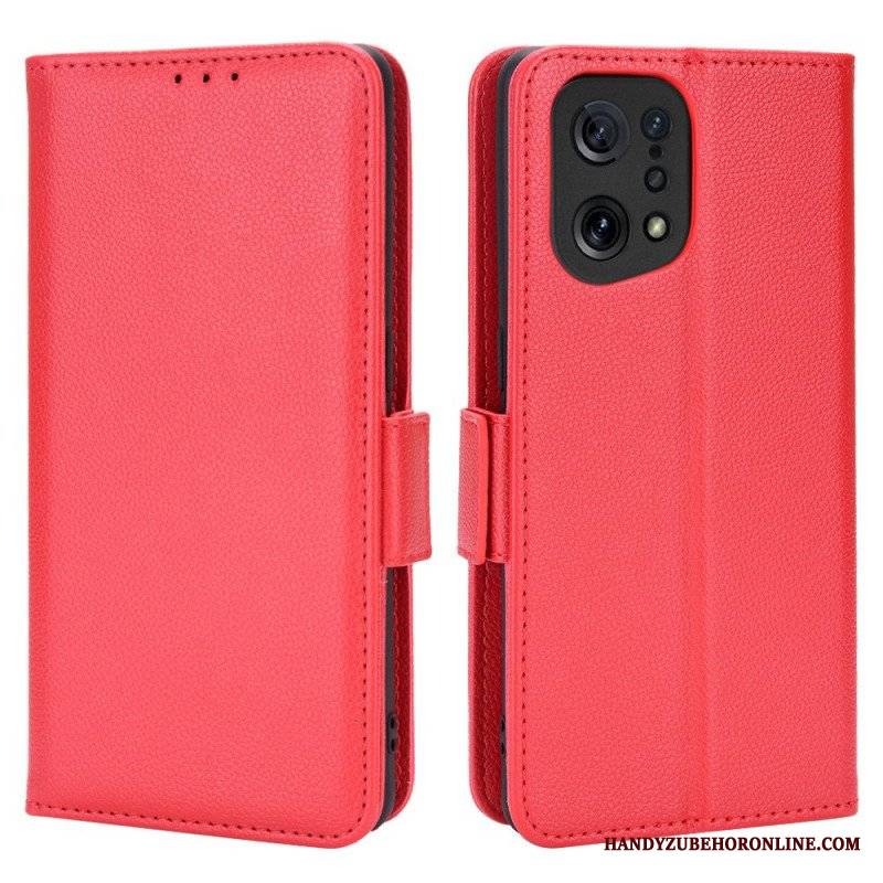 Skórzany Futerał do Oppo Find X5 Etui Folio Flap Double Nowe Kolory