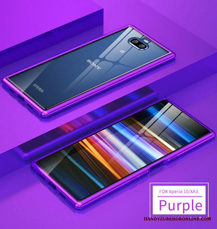 Sony Xperia 10 Futerał Granica Etui Na Telefon Jedwab Szkło Metal Niebieski Bicolored