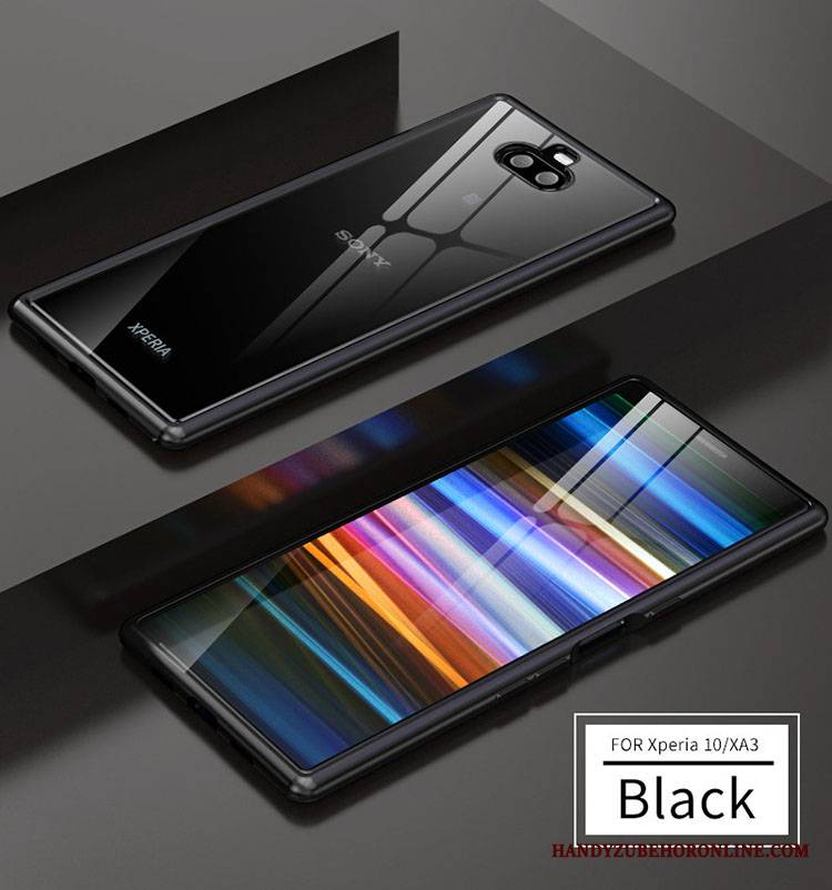 Sony Xperia 10 Futerał Granica Etui Na Telefon Jedwab Szkło Metal Niebieski Bicolored