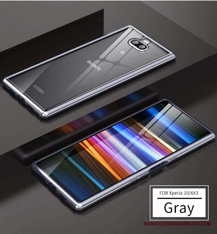 Sony Xperia 10 Futerał Granica Etui Na Telefon Jedwab Szkło Metal Niebieski Bicolored